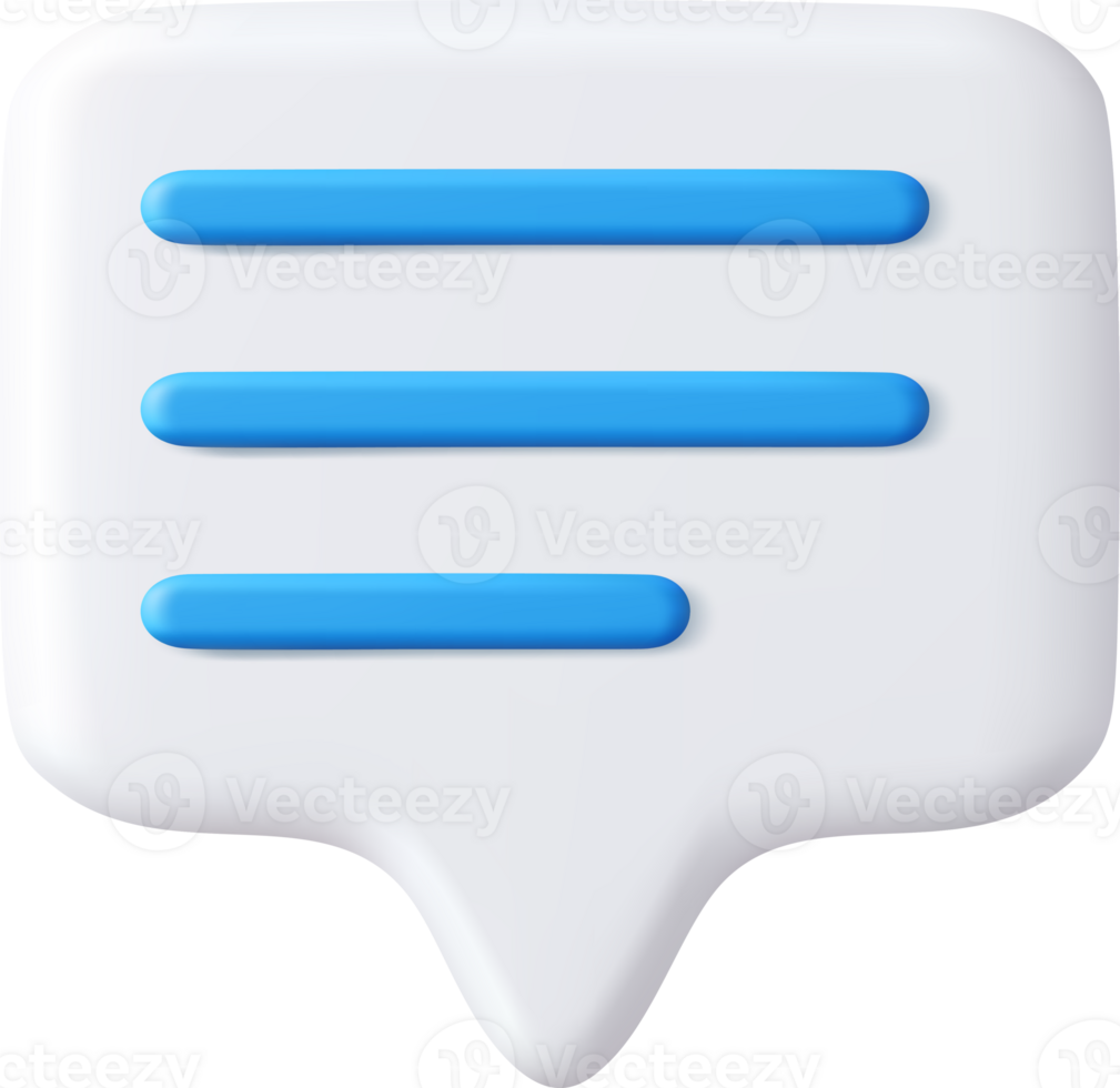 3d Blank white speech bubble pin png