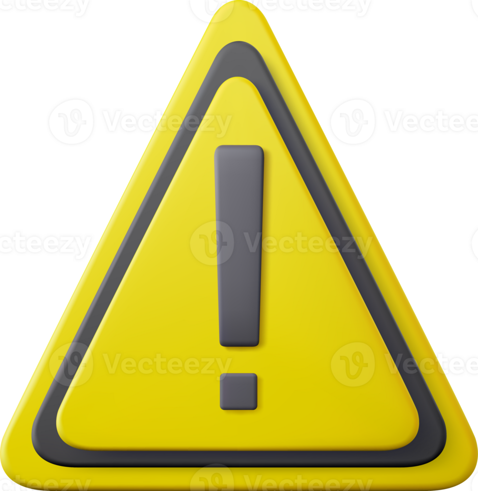 3d Hazard warning attention sign png