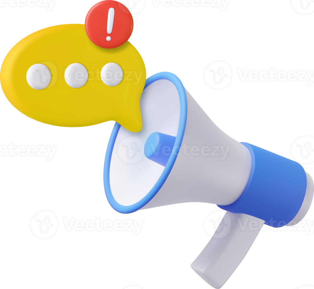 3d Megaphone with messages icon. png