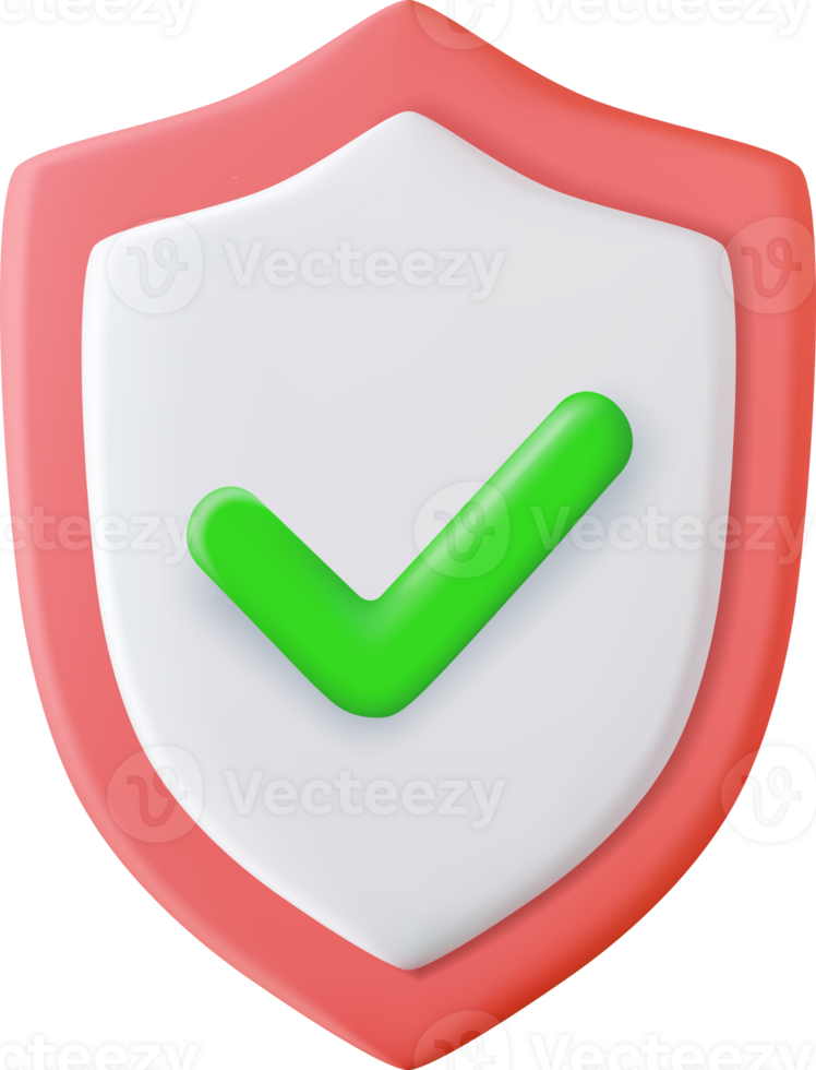 3d Shield protected icon with check png
