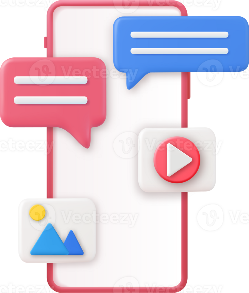 3D Online Social media png
