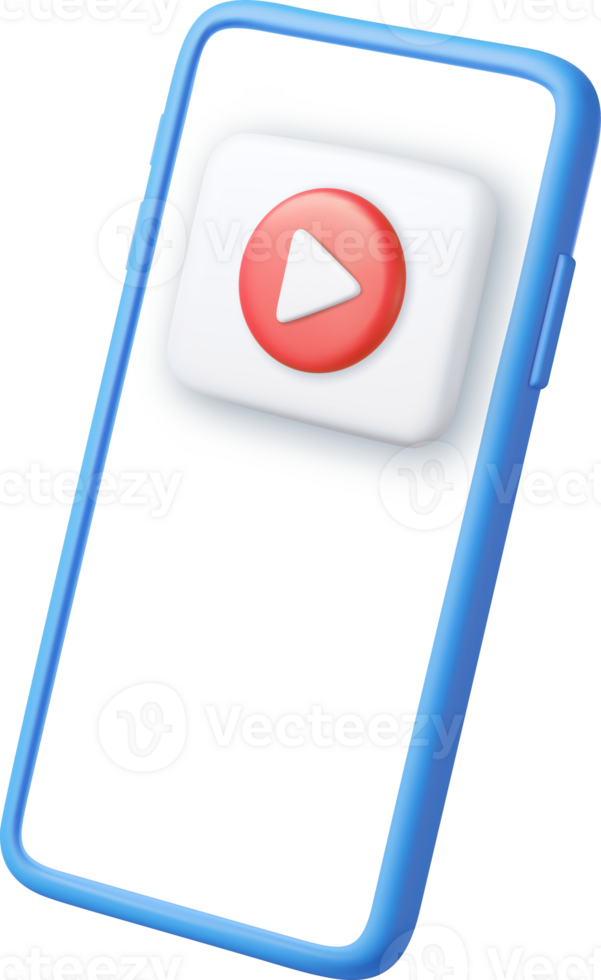 3d Mobile icon playing video, png
