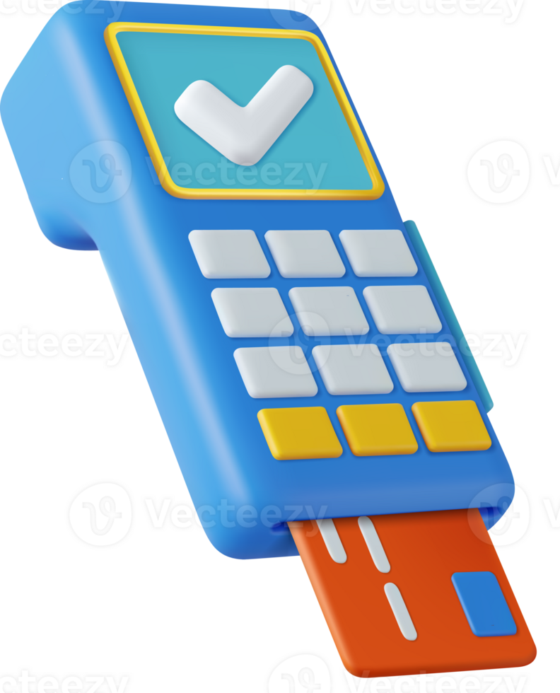 3d Pos terminal with credit card. png