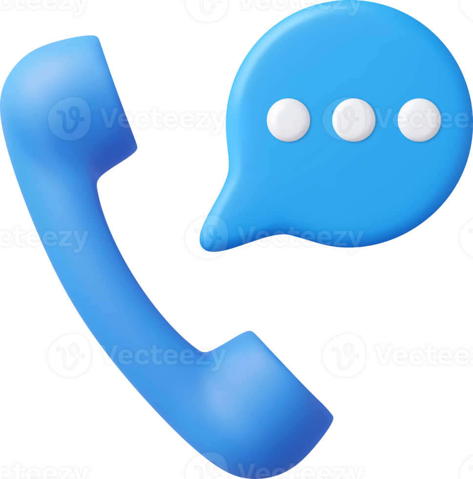 3d retro telephone receiver and speech bubble png