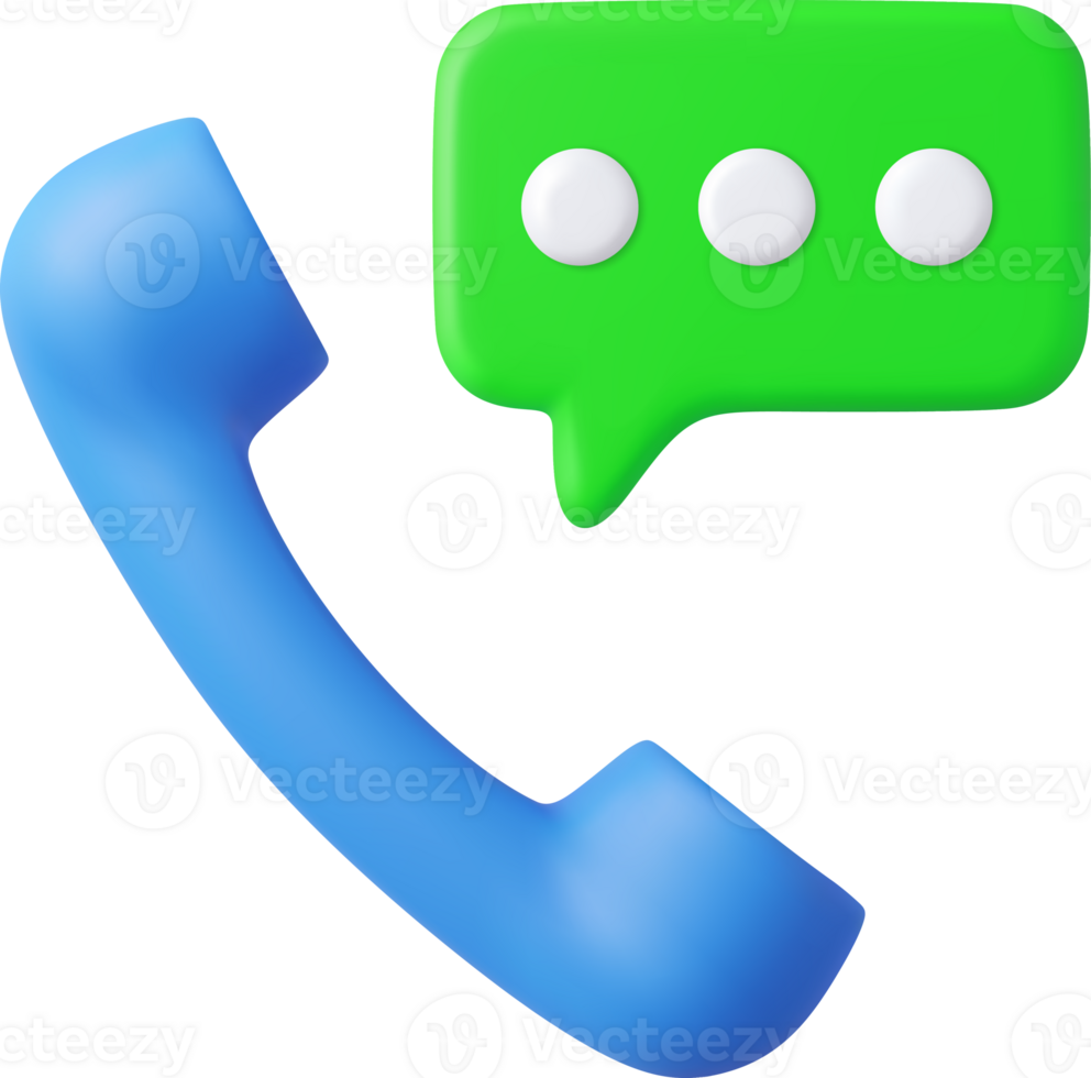 3d retro telephone receiver and speech bubble png