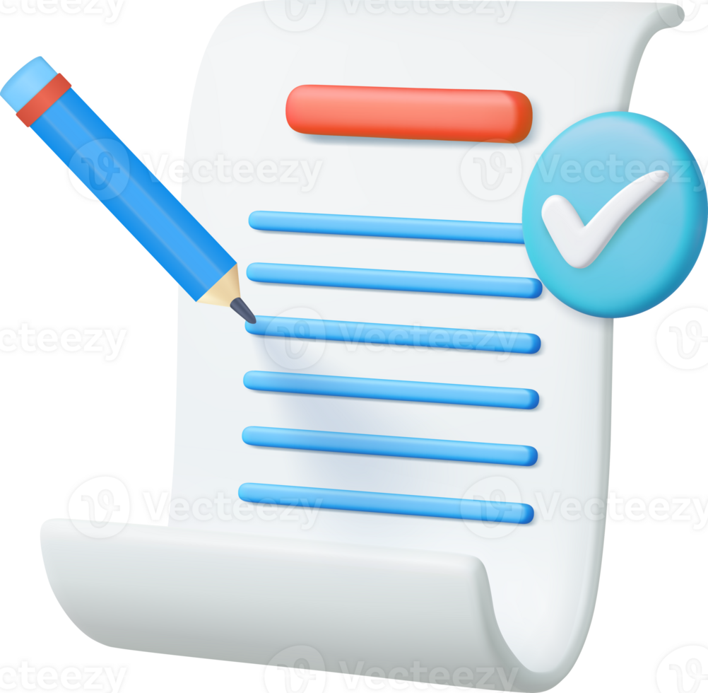 3d White paper task management todo check list png