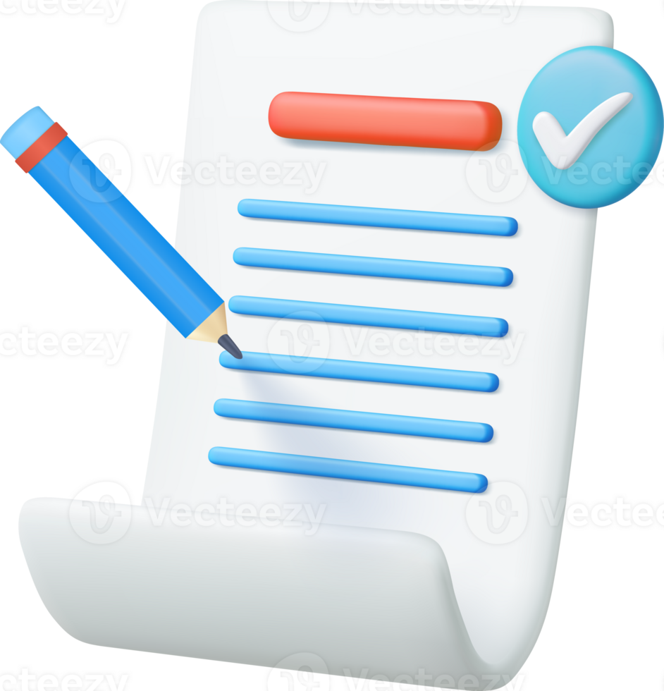 3d White paper task management todo check list png