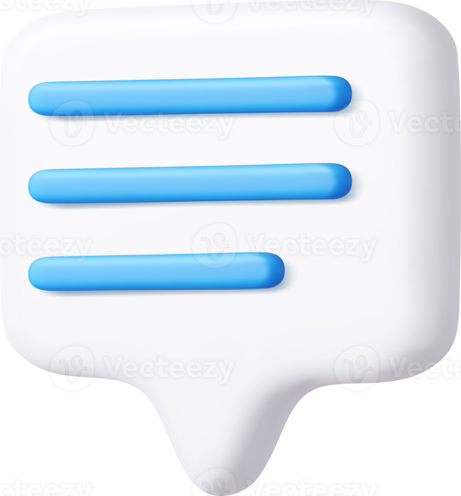 3d Blank white speech bubble pin png