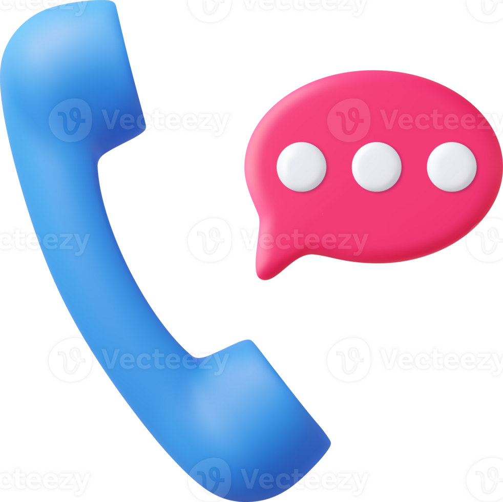 3d retro telephone receiver and speech bubble png