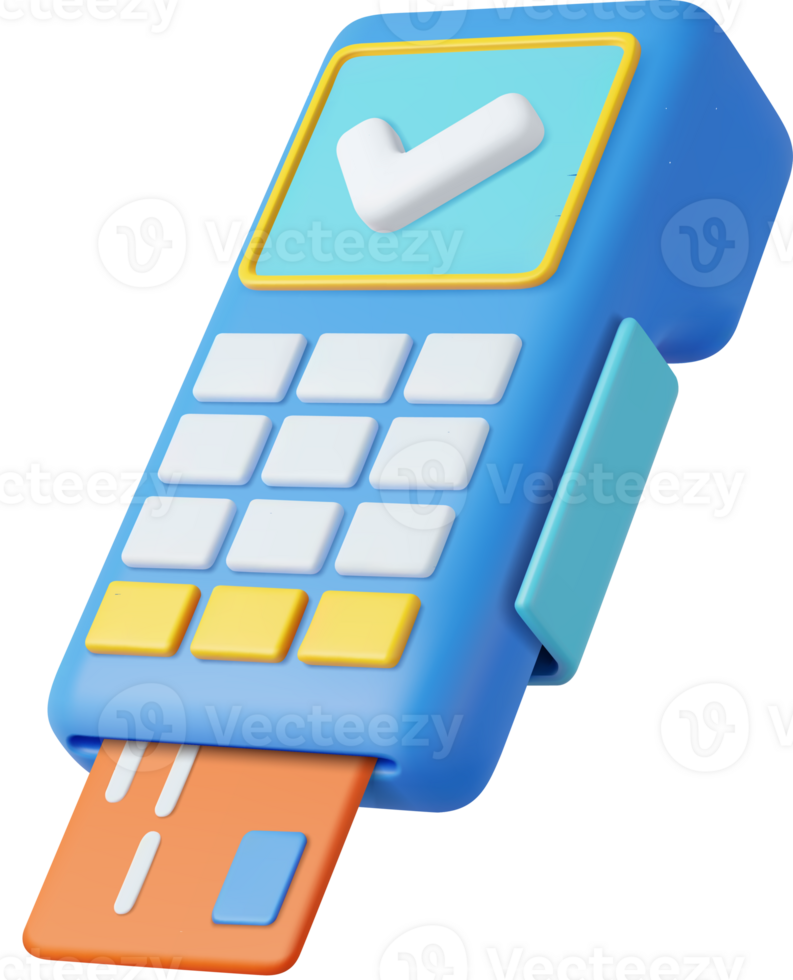 3d Pos terminal with credit card. png