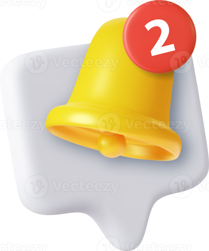 3D notification bell alert icon png