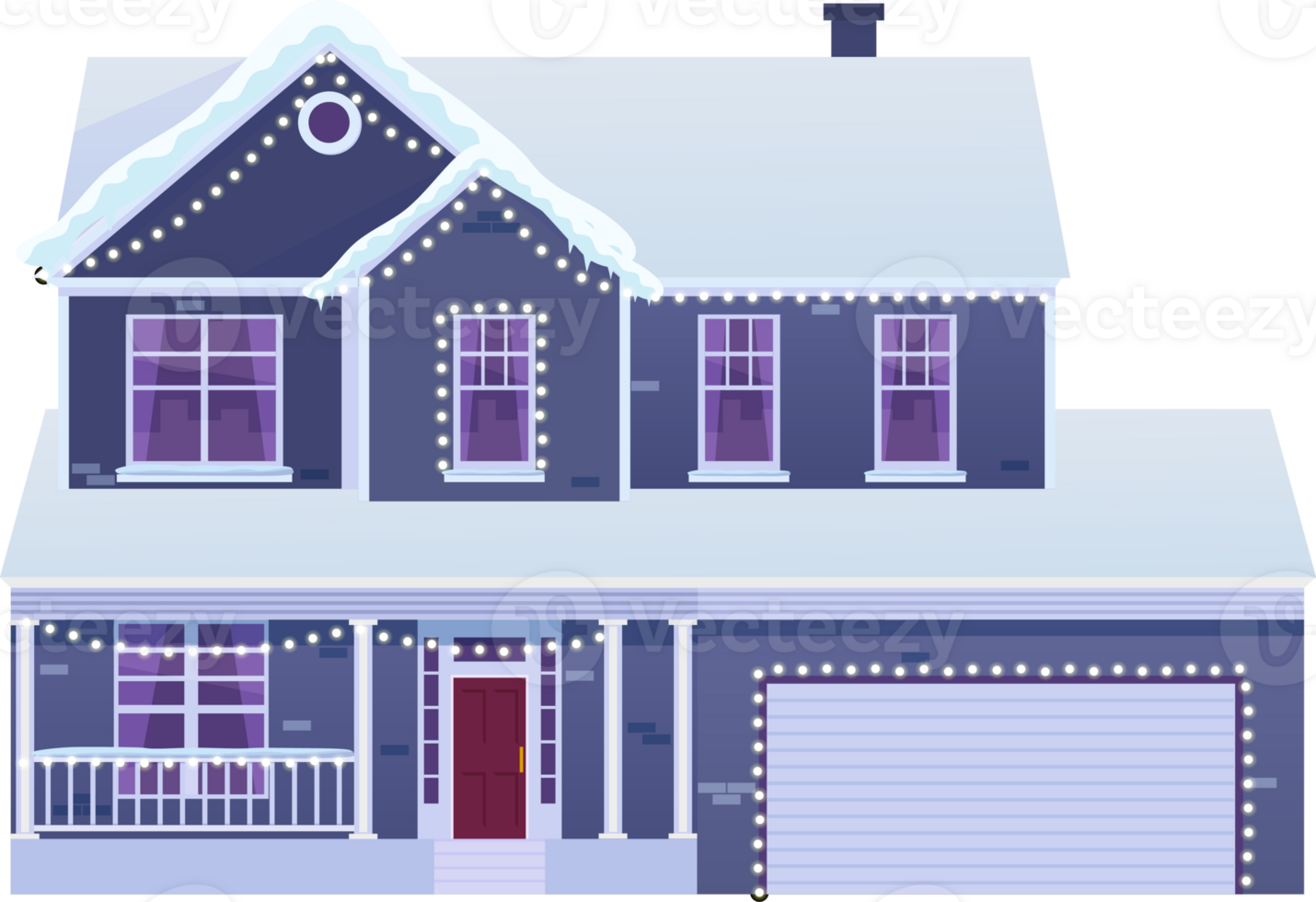Winter house with christmas decoration png