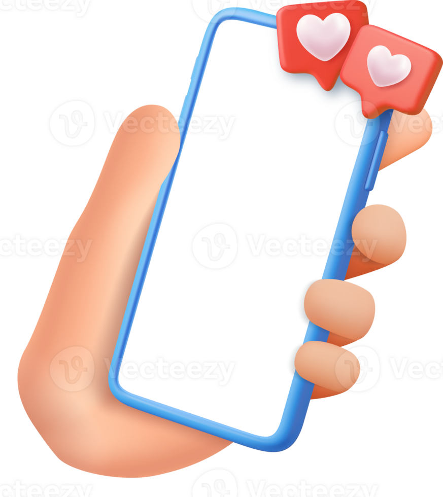 3D Like Icon with Heart and Smartphone png