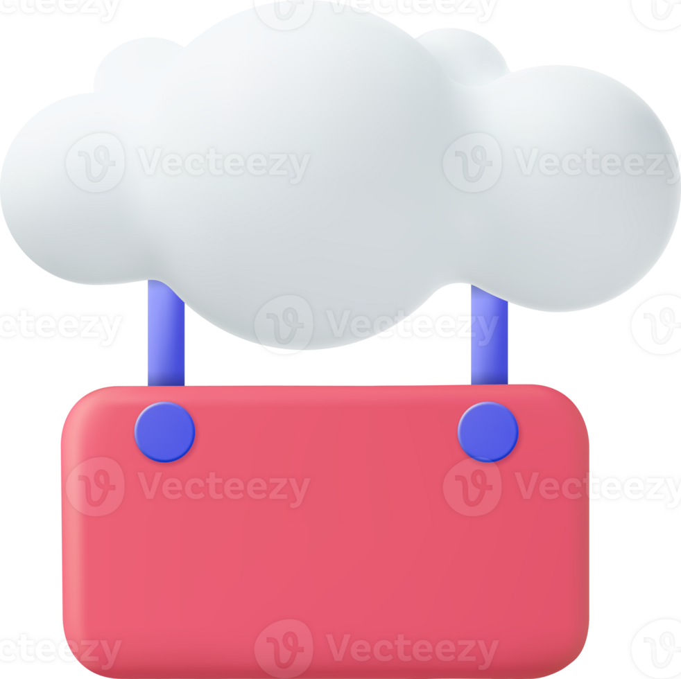 3D Hanging Chat bubbles by Cloud, Comment, hanging sign for text replacement on pink background. 3D rendering png