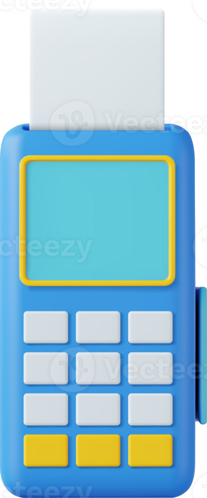 3d Pos terminal with receipt png
