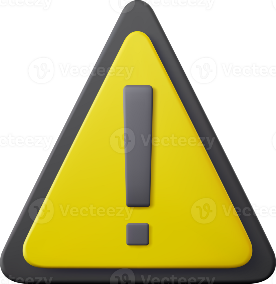 3d Hazard warning attention sign png