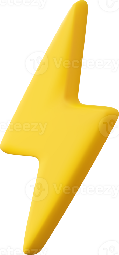 3d Yellow thunder and bolt lighting flash png