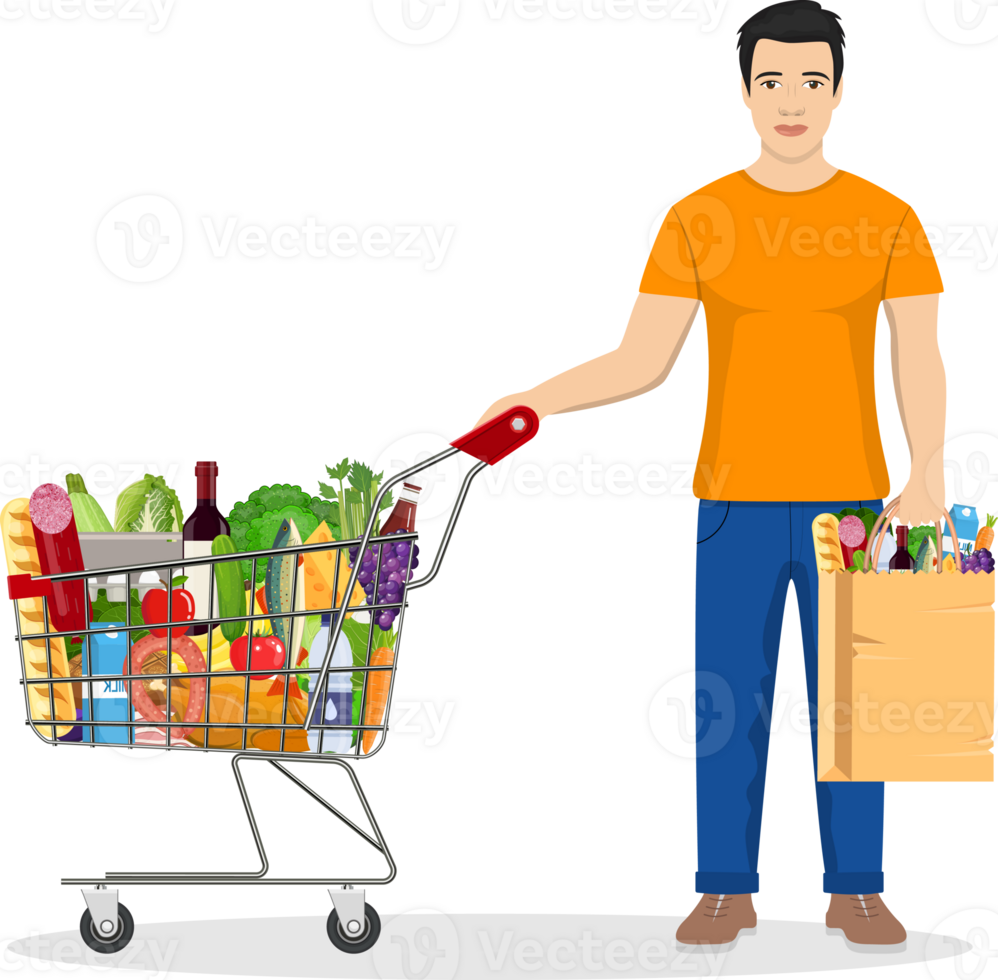 man shopping in supermarket png