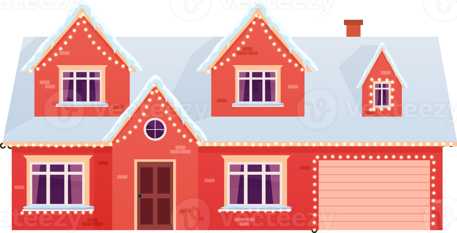 Winter house with christmas decoration png