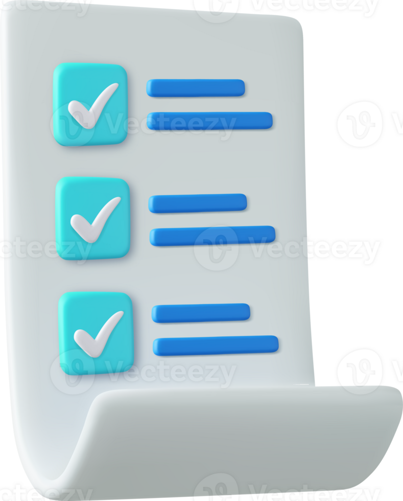 3d White paper task management todo check list png