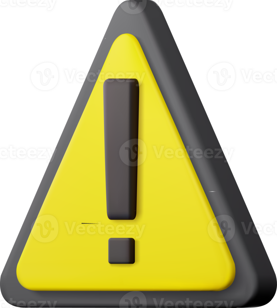 3d Hazard warning attention sign png