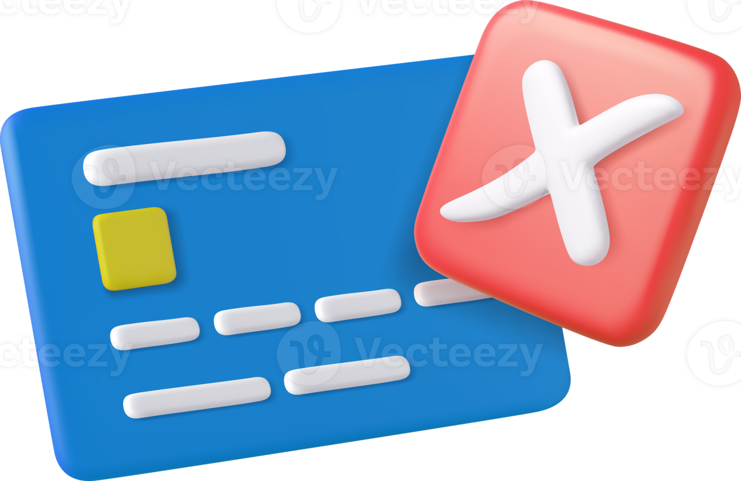 3d Credit card and Cancel cross icon. png