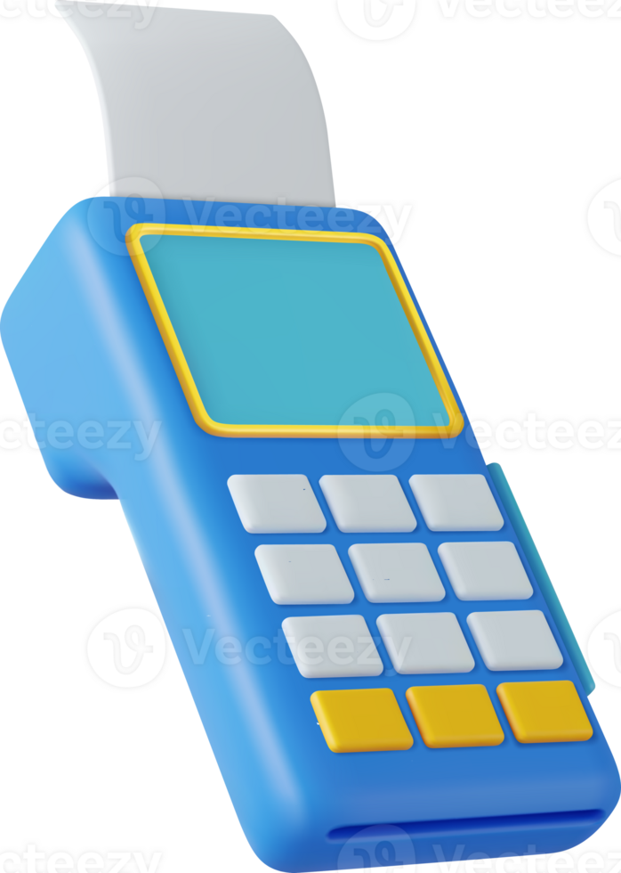 3d Pos terminal with receipt png