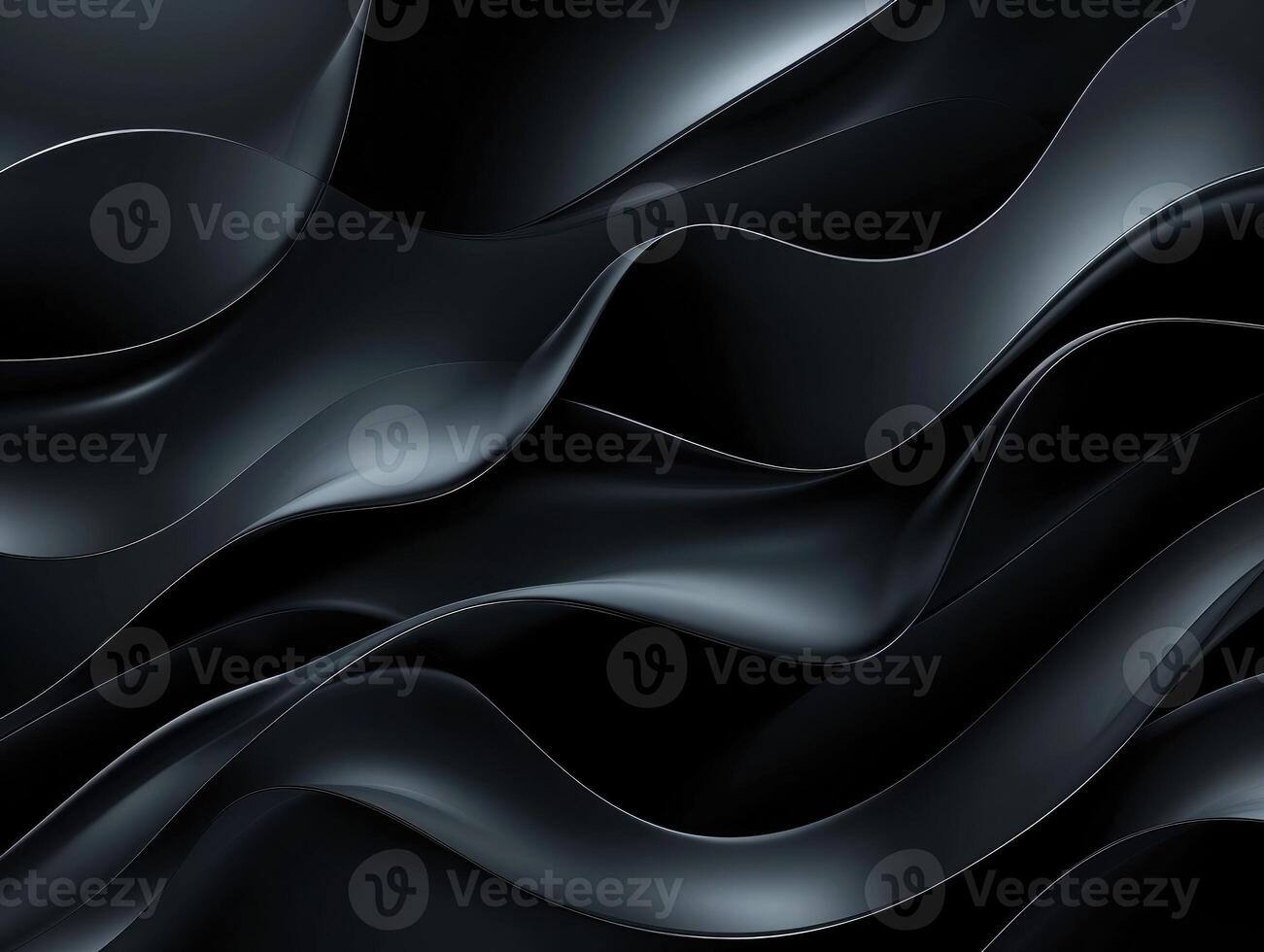 AI generated Panoramic Abstract fluid wave curve banner with a dark background.Black abstract background design. Black abstract background. Wave pattern. Curves. Black curves. Dark. Flow photo