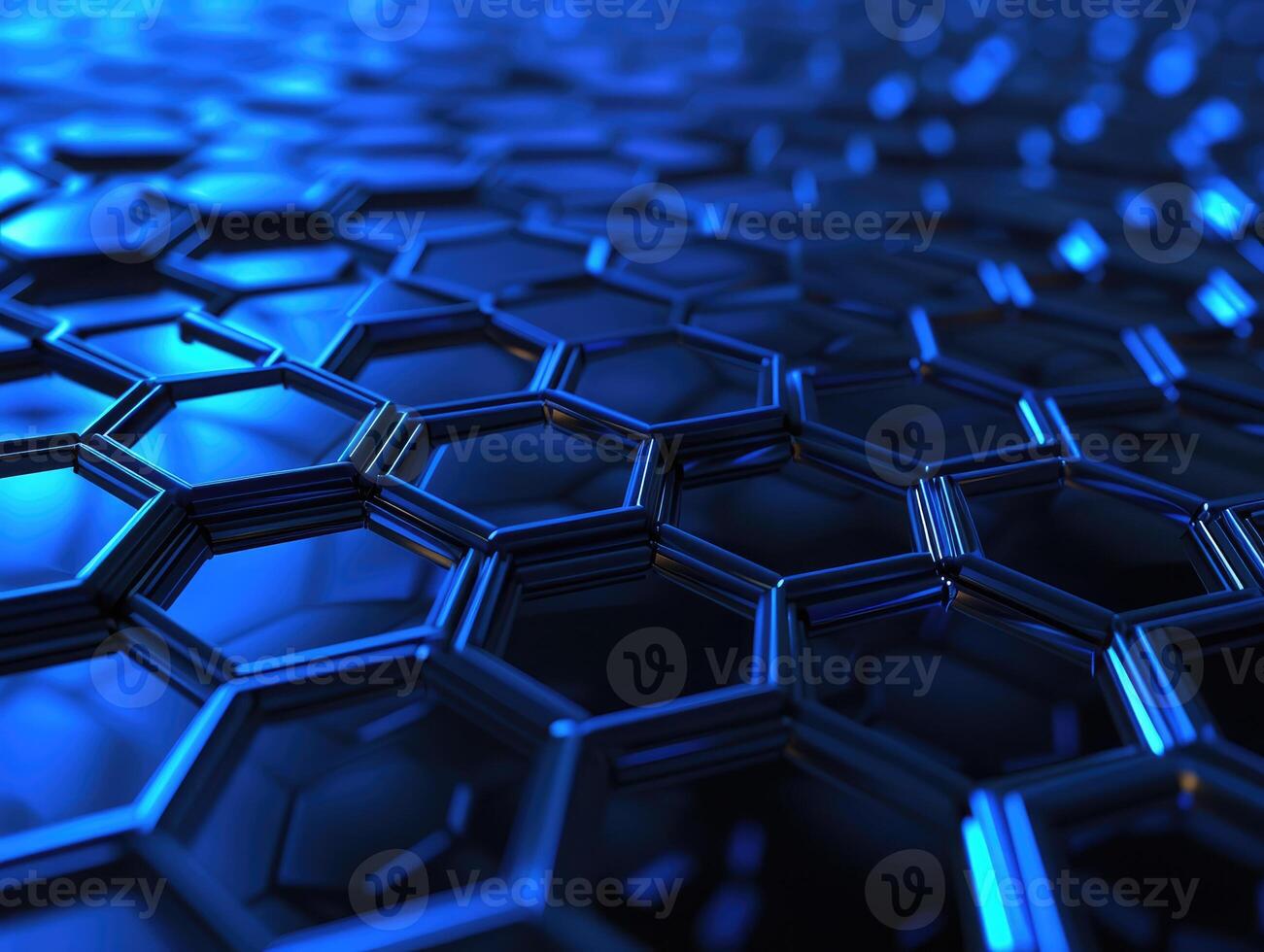 AI generated Top veiw Abstract blue technology hexagonal background photo