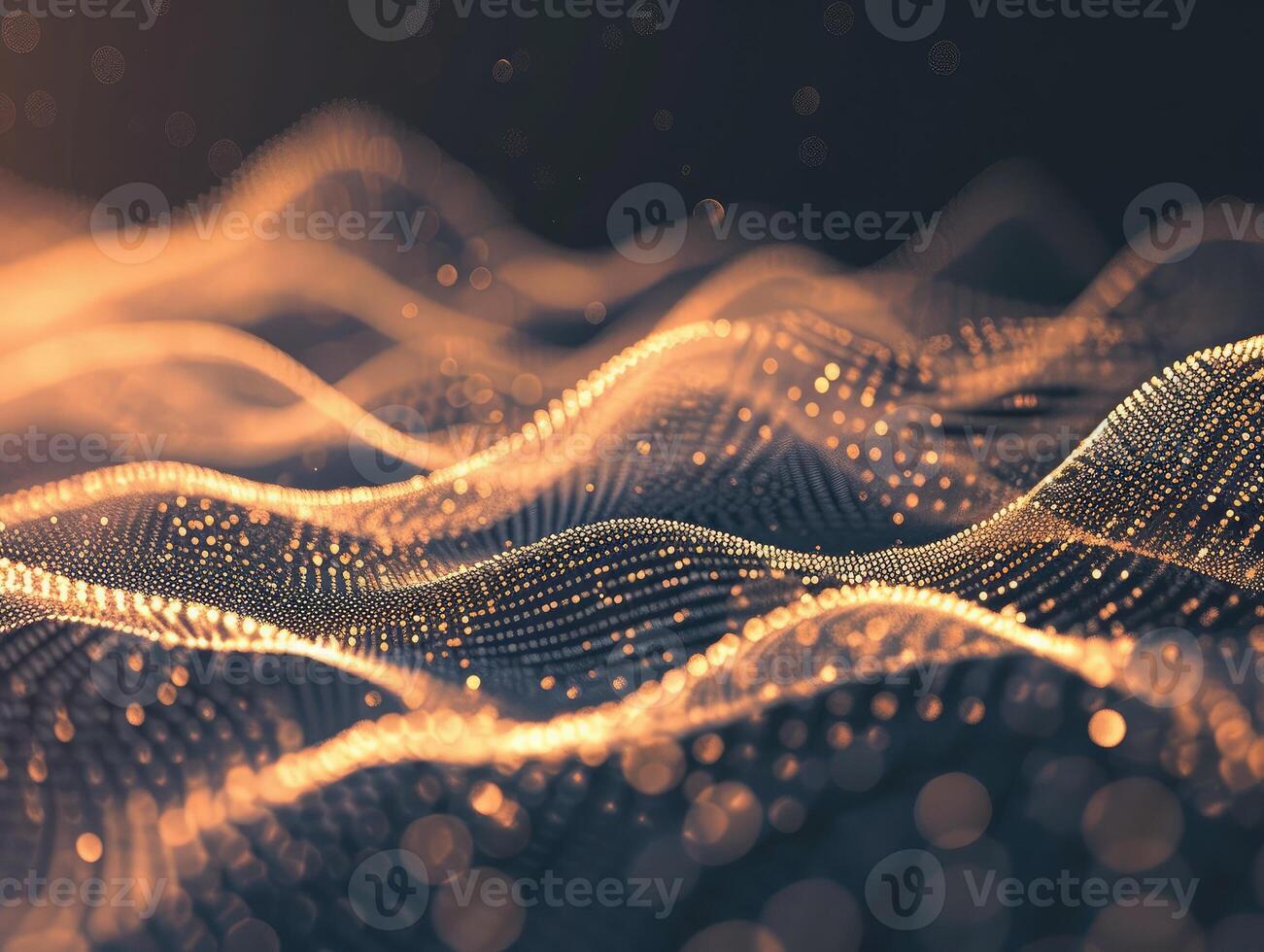 AI generated Wave of dots and weave lines. Abstract background. Network connection structure. photo