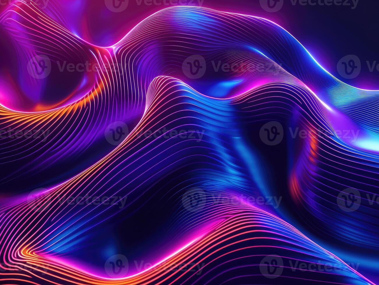 AI generated perfect shape, aesthetic, colorful background with abstract shape glowing in ultraviolet spectrum, curvy neon lines, Futuristic energy concept photo