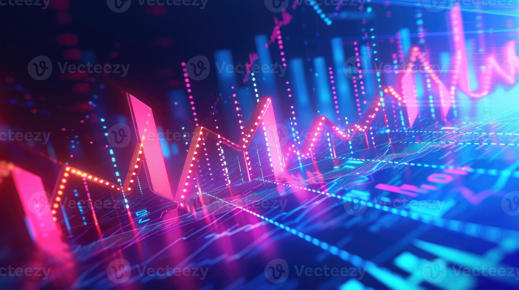 AI generated Financial and business chart and graphs photo
