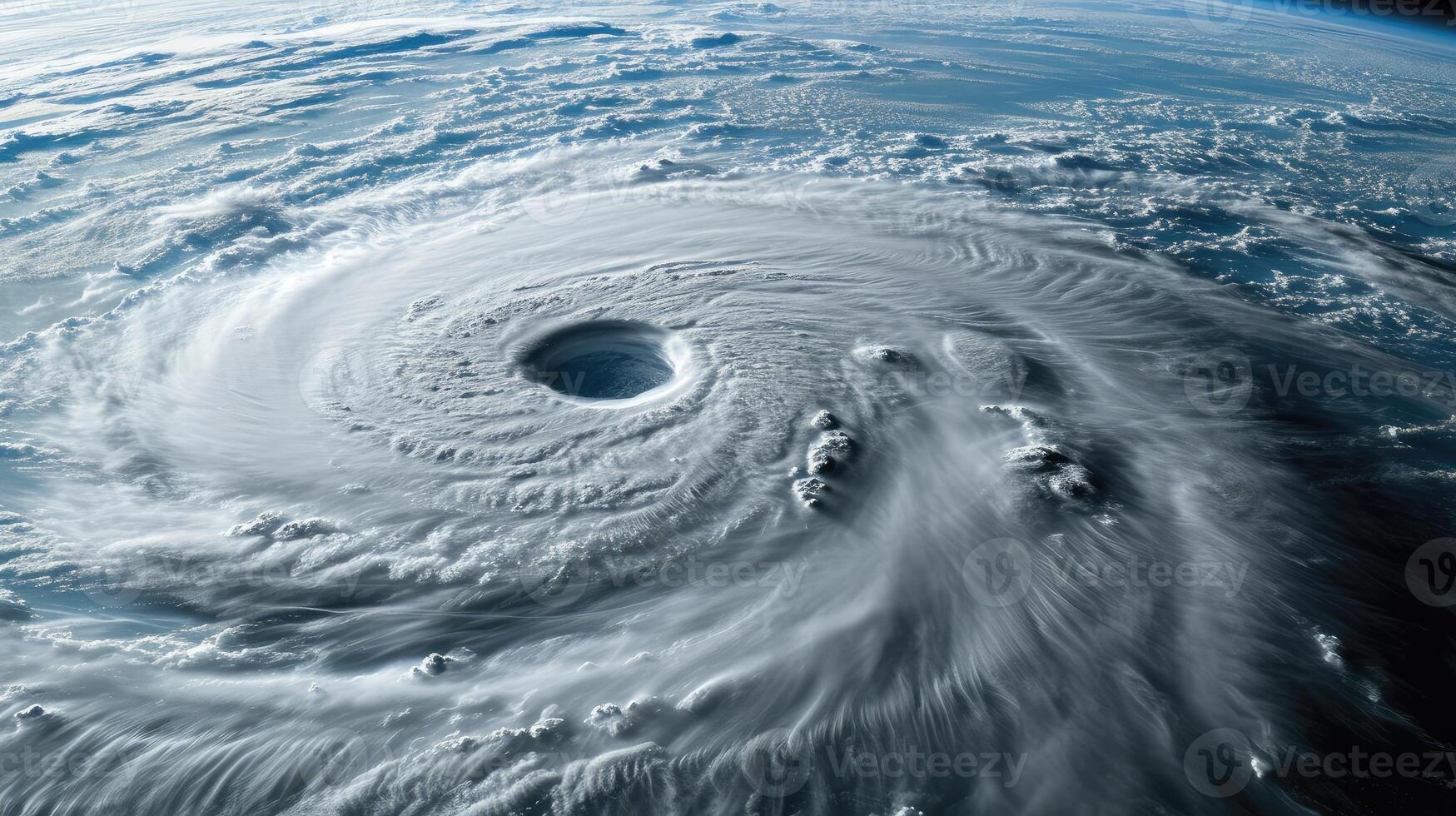 AI generated Hurricane Florence over Atlantics. Satellite view. Super typhoon over the ocean. The eye of the hurricane. The atmospheric cyclone photo