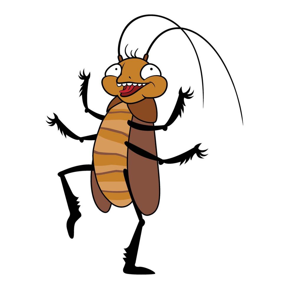 gracioso bailando cucaracha icono dibujos animados vector. error cabeza muerto vector
