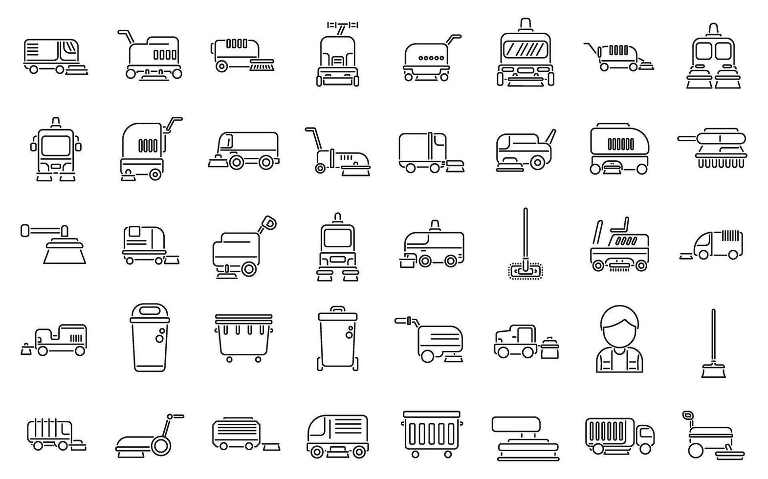 Sweeper icons set outline vector. Street truck machine vector