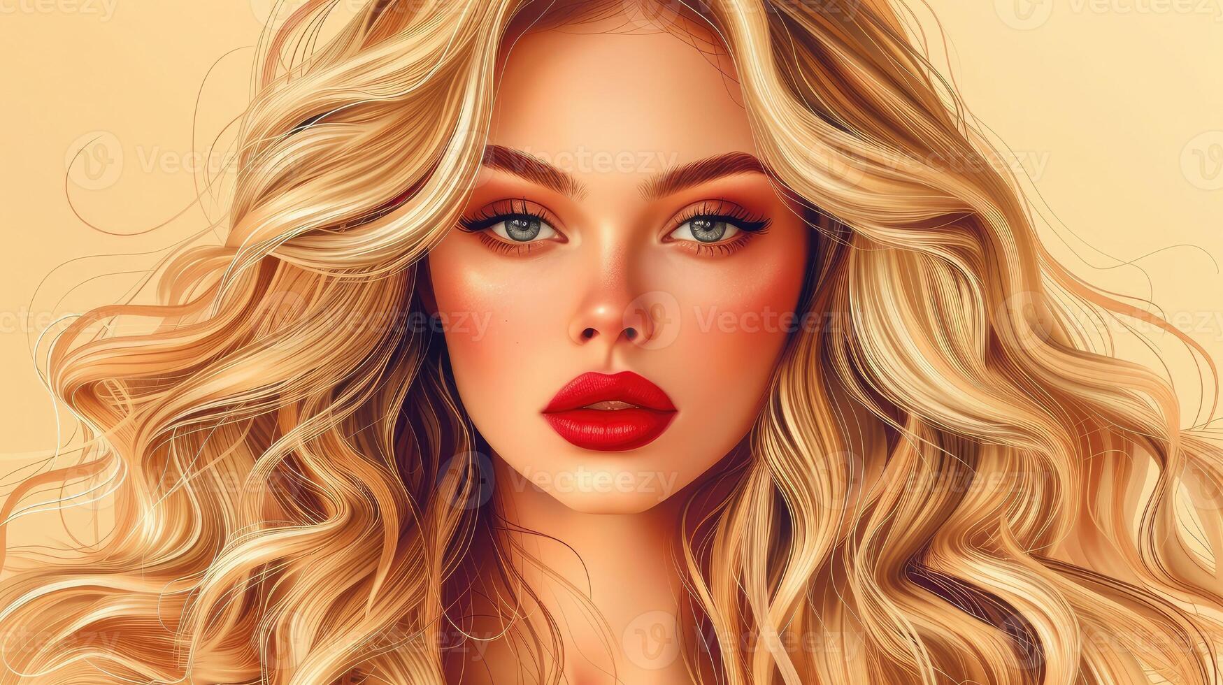 AI generated Beautiful girl with hair coloring in ultra blond. Stylish hairstyle done in a beauty salon. Fashion, cosmetics and makeup photo