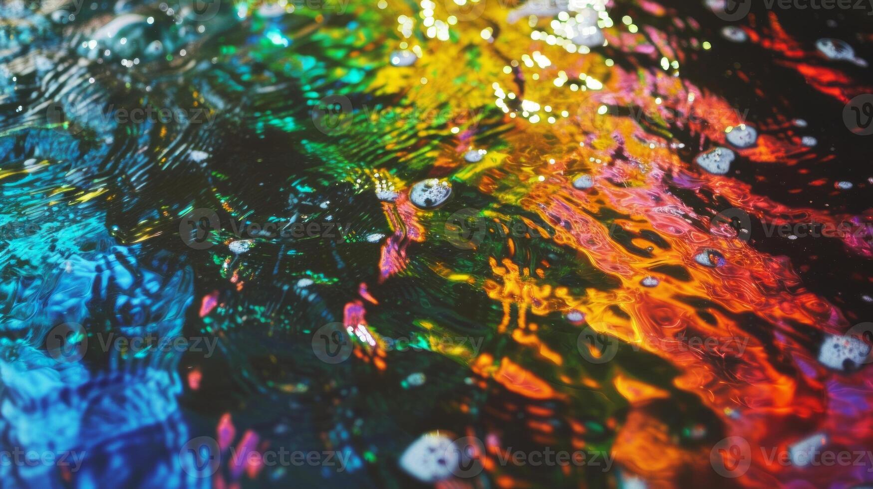 AI generated Grainy iridescent holographic gradient background. Psychedelic colourful pattern for your business and brand. Trippy moving water glossy texture photo