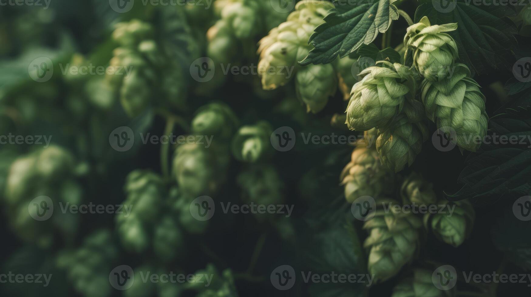 AI generated Close-up view of hop cones used in the brewing process photo