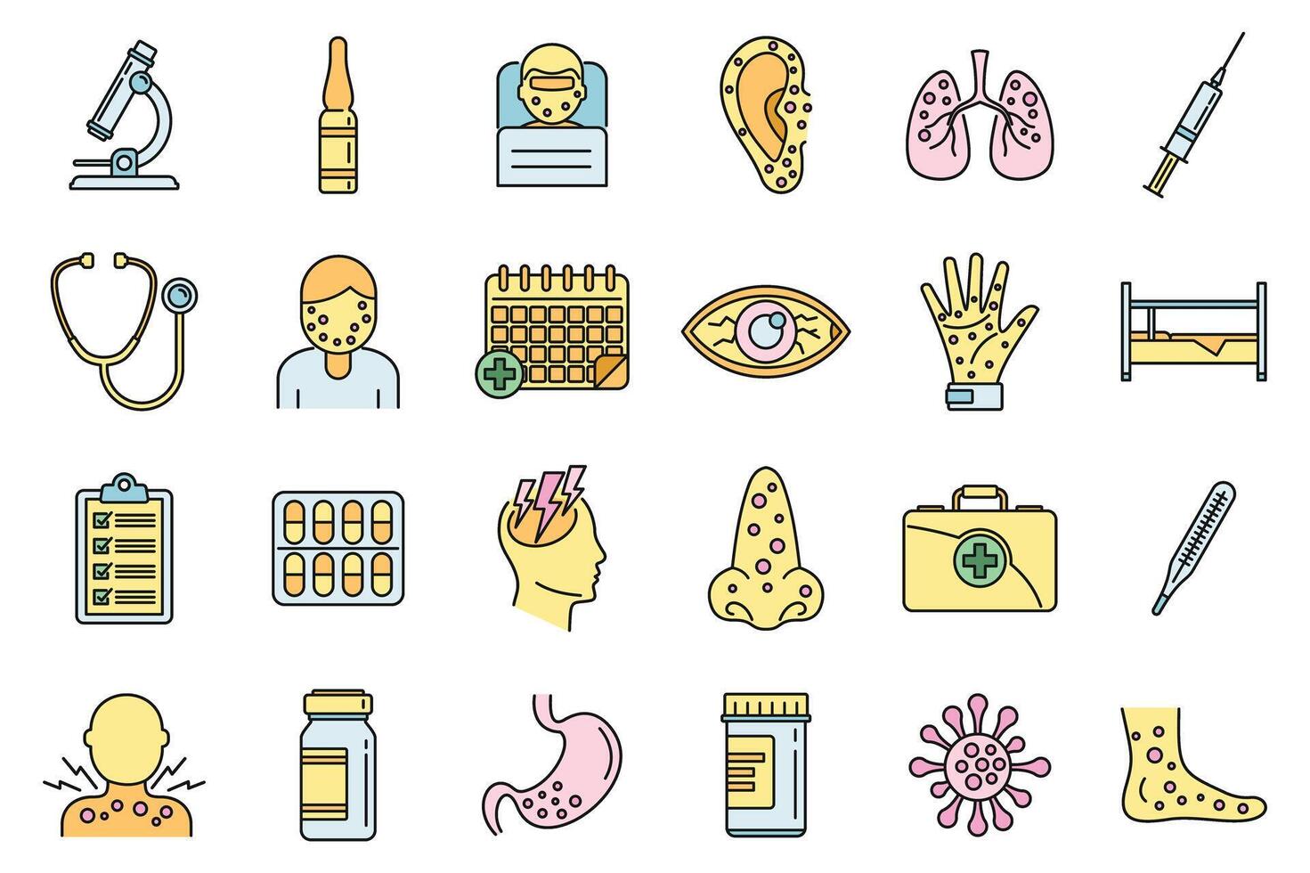 Human measles icons set vector color line