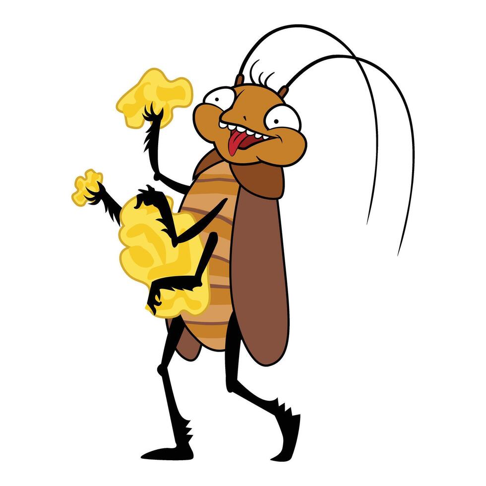 Funny eat cockroach icon cartoon vector. Vermin creepy vector