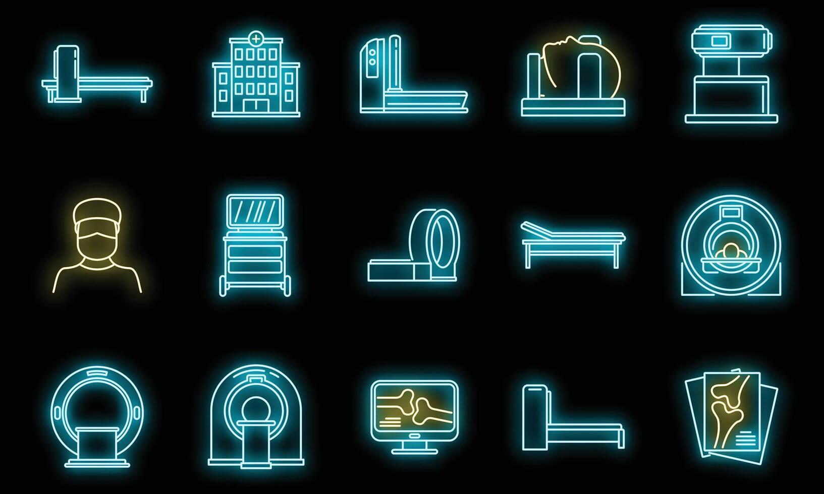 Mri scan icons set vector neon