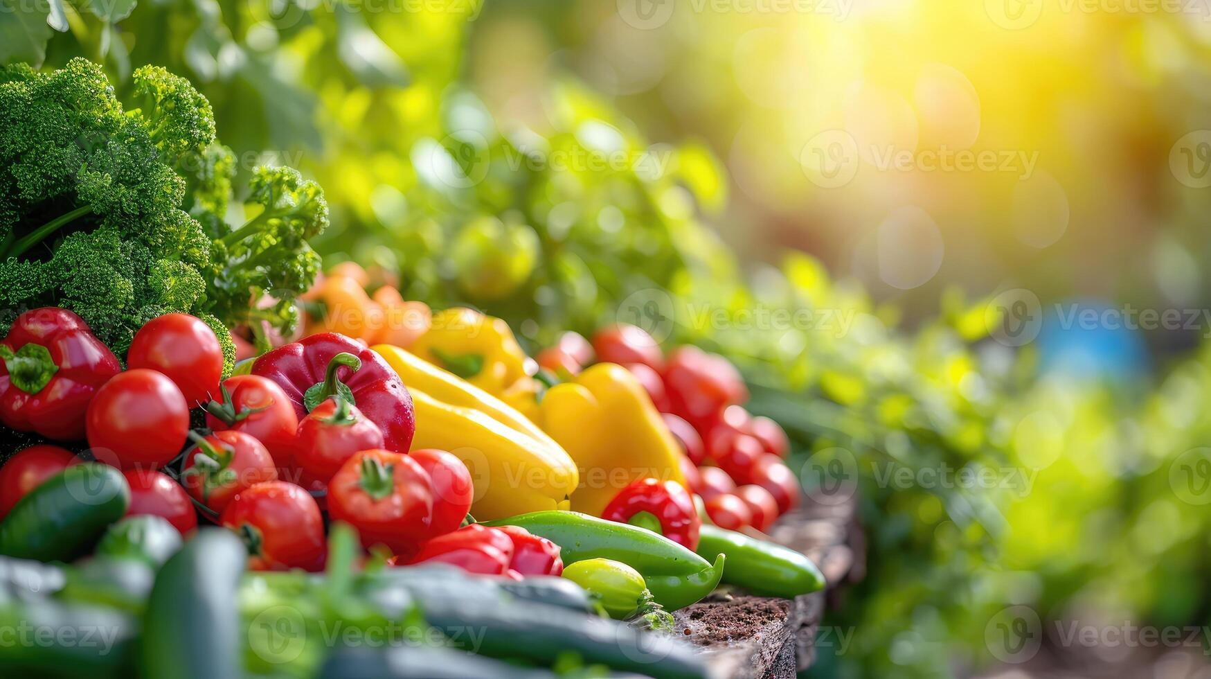 AI generated Fresh organic vegetables. Food background. Healthy food from garden photo