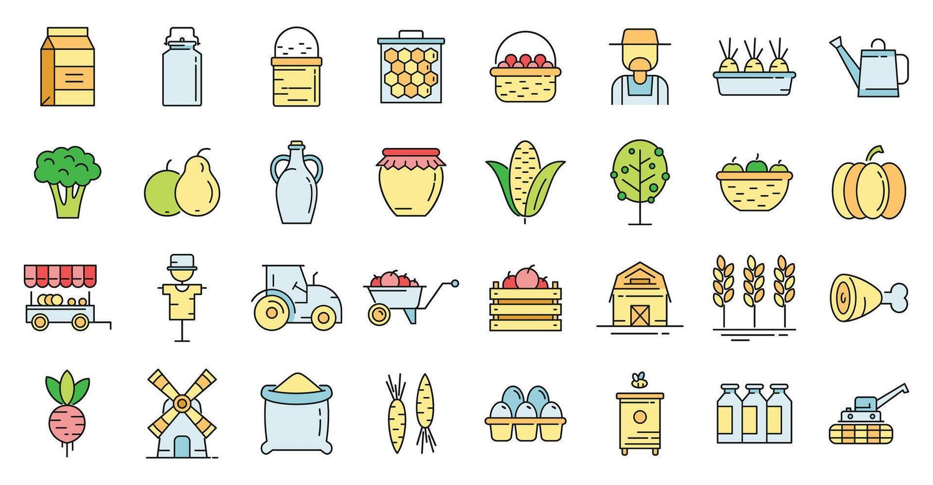 Producer icons set vector color line