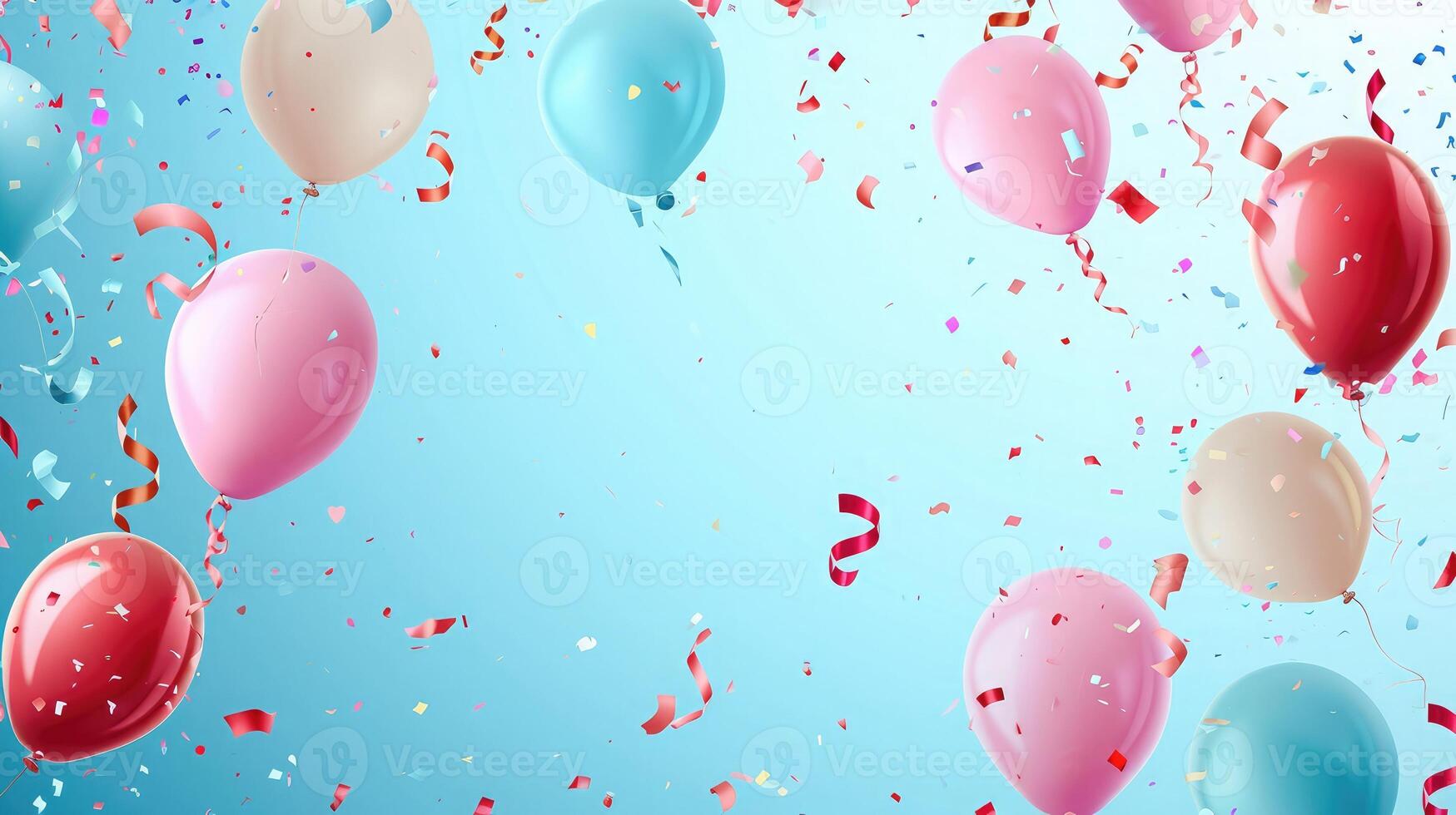 AI generated Birthday background with realistic balloons photo