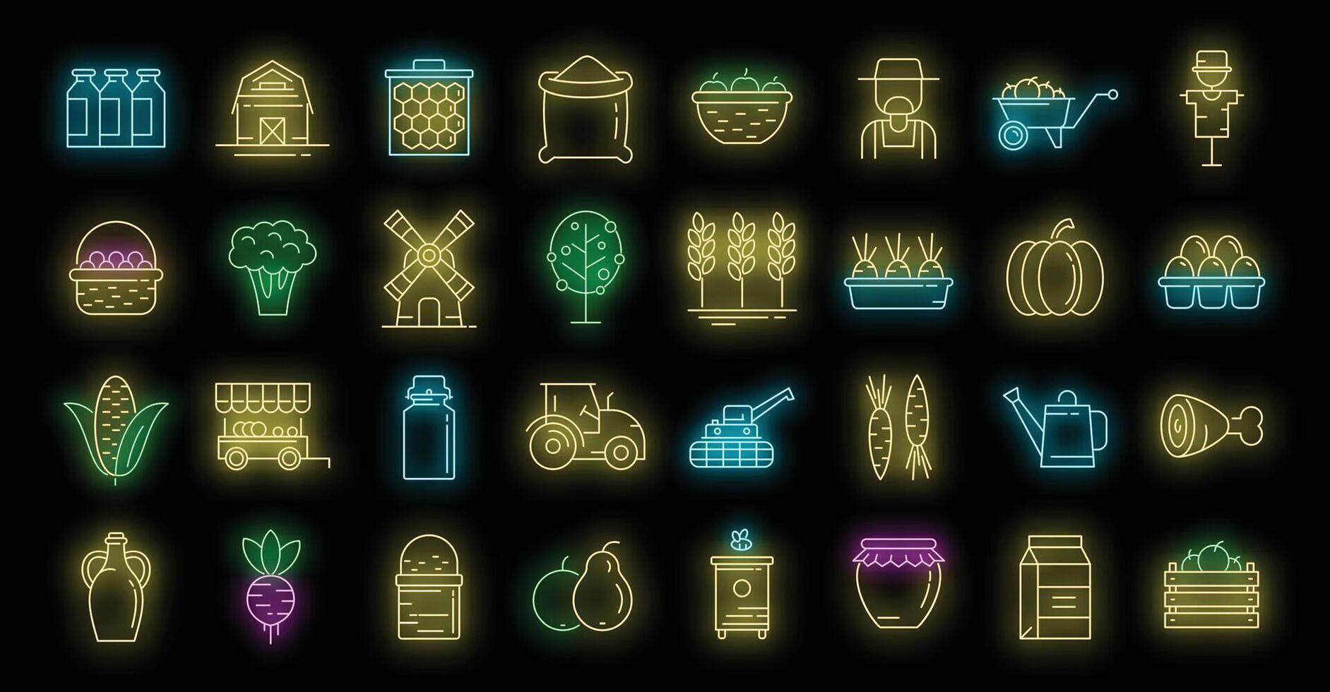 Producer icons set vector neon