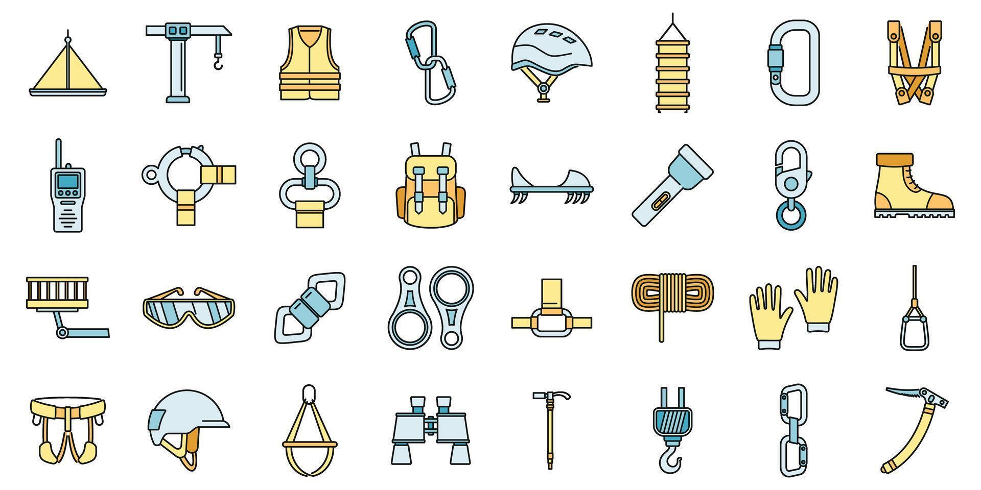 City industrial climber icons set vector color line