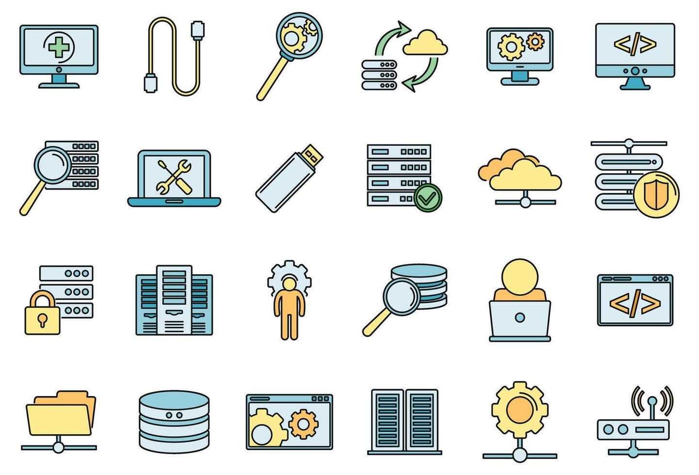 Company it administrator icons set vector color line 38947307 Vector ...