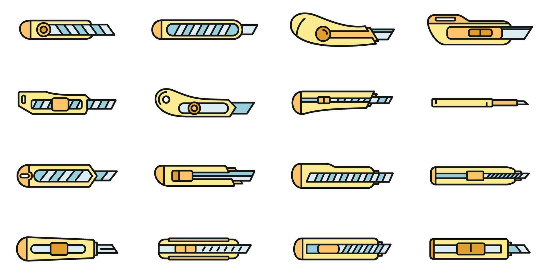 Home cutter icons set vector color line