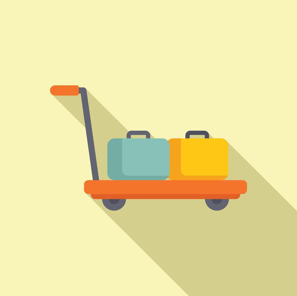 Cart bag icon flat vector. Airport service suitcase vector