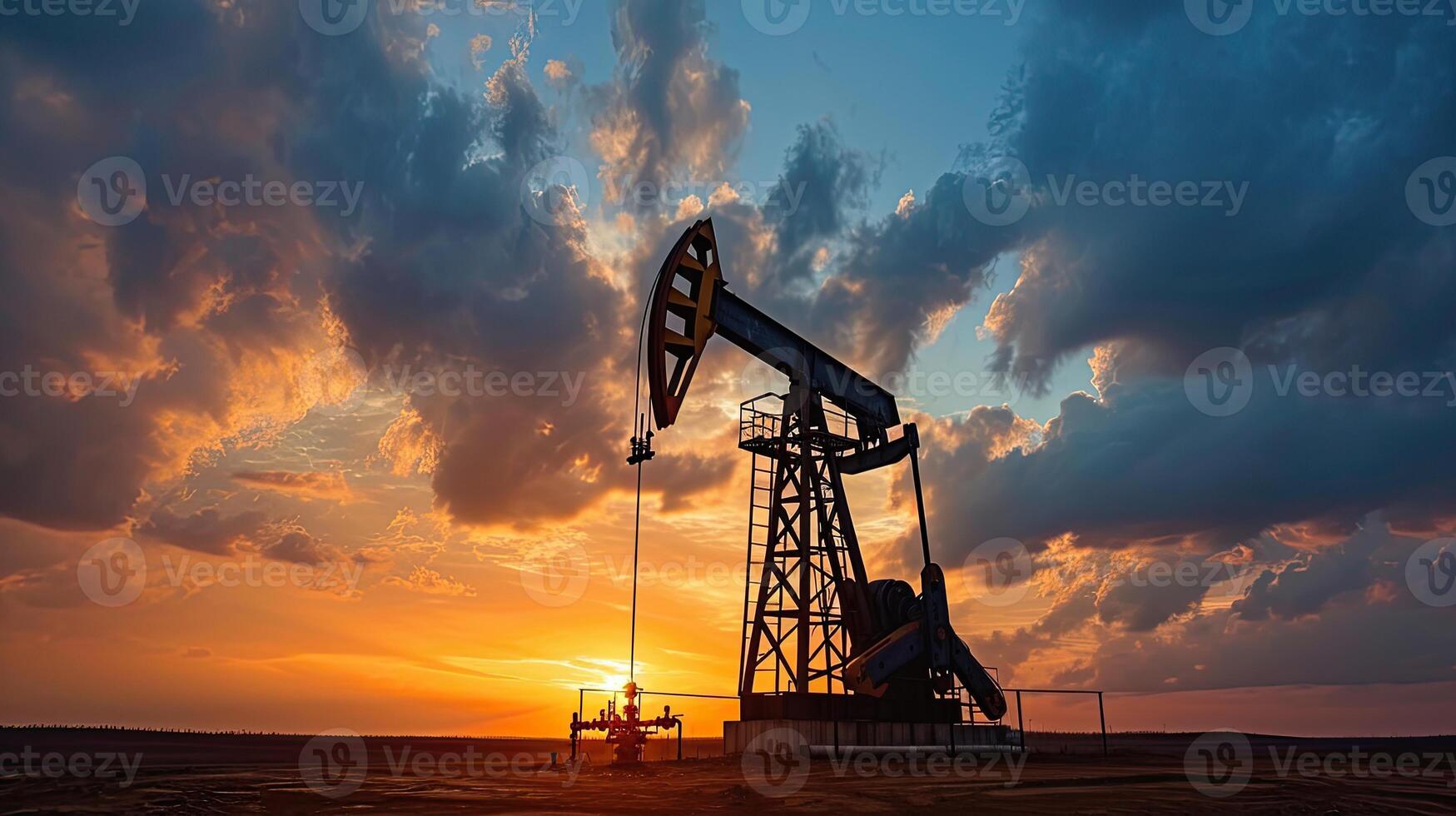 ai generado petróleo bomba petróleo plataforma energía industrial máquina para petróleo en el puesta de sol antecedentes foto